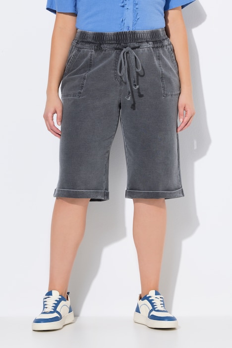 Jersey-Shorts Rose, weites Bein, Elastikbund, indigo-dyed