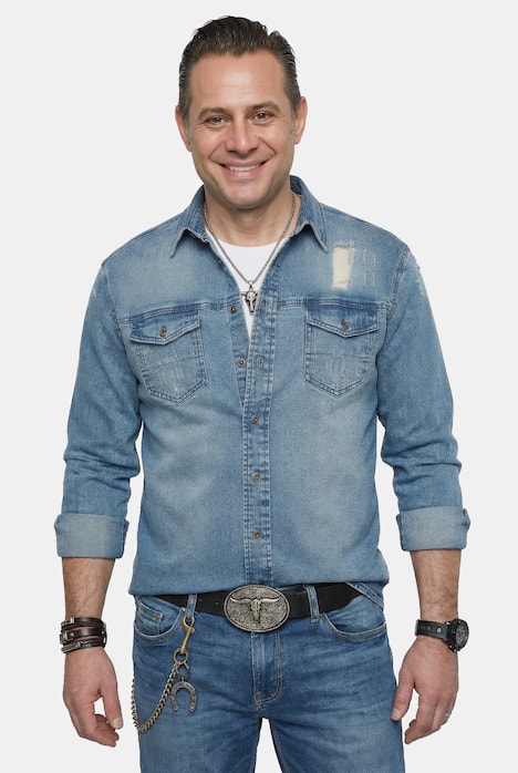 JP 1880 Jeanshemd FLEXNAMIC®, Denim, Langarm, Kentkragen, Modern Fit