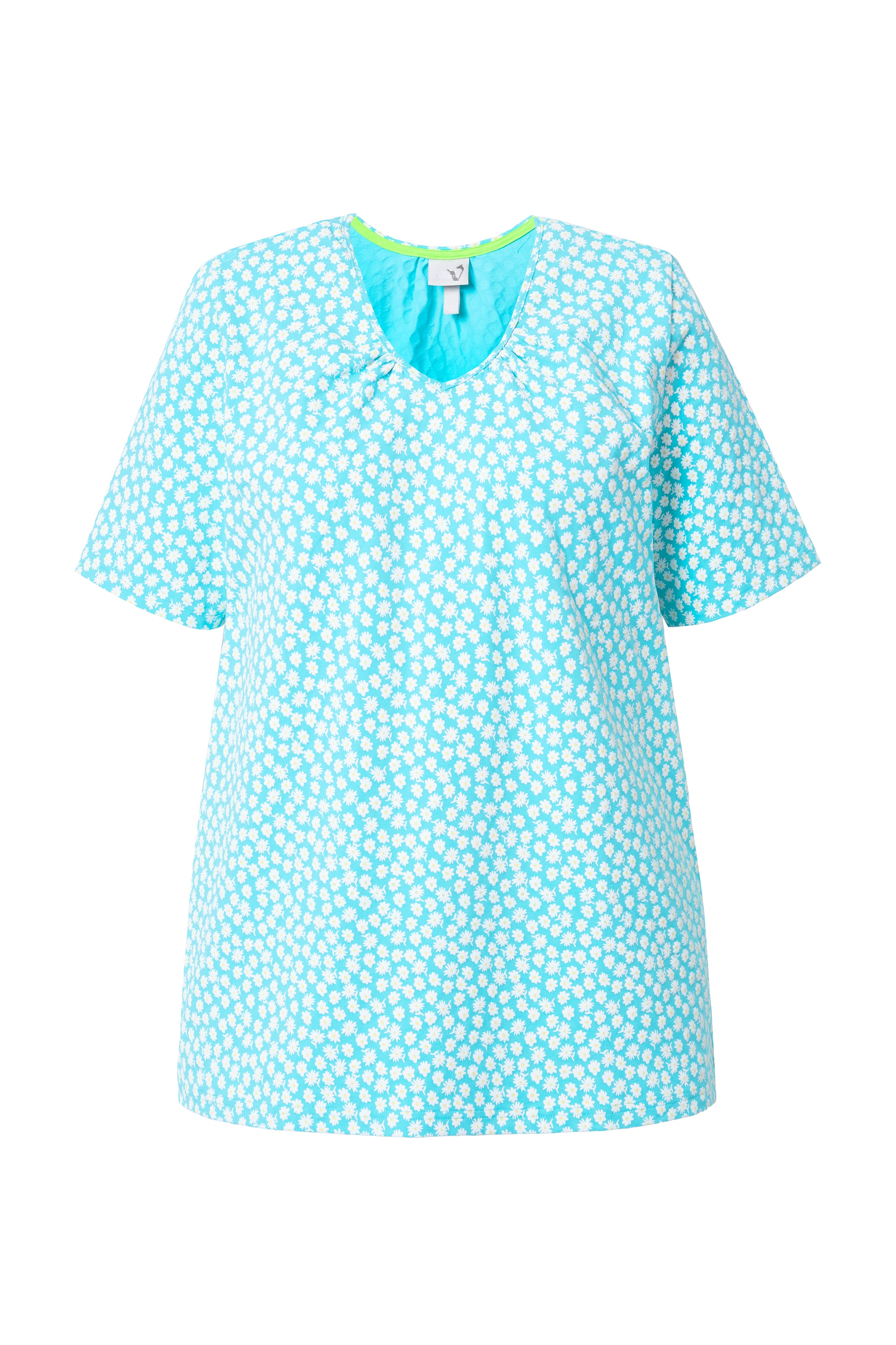 Ulla Popken Damen große Größen T Shirt A Linie Zierfalten V Ausschnitt