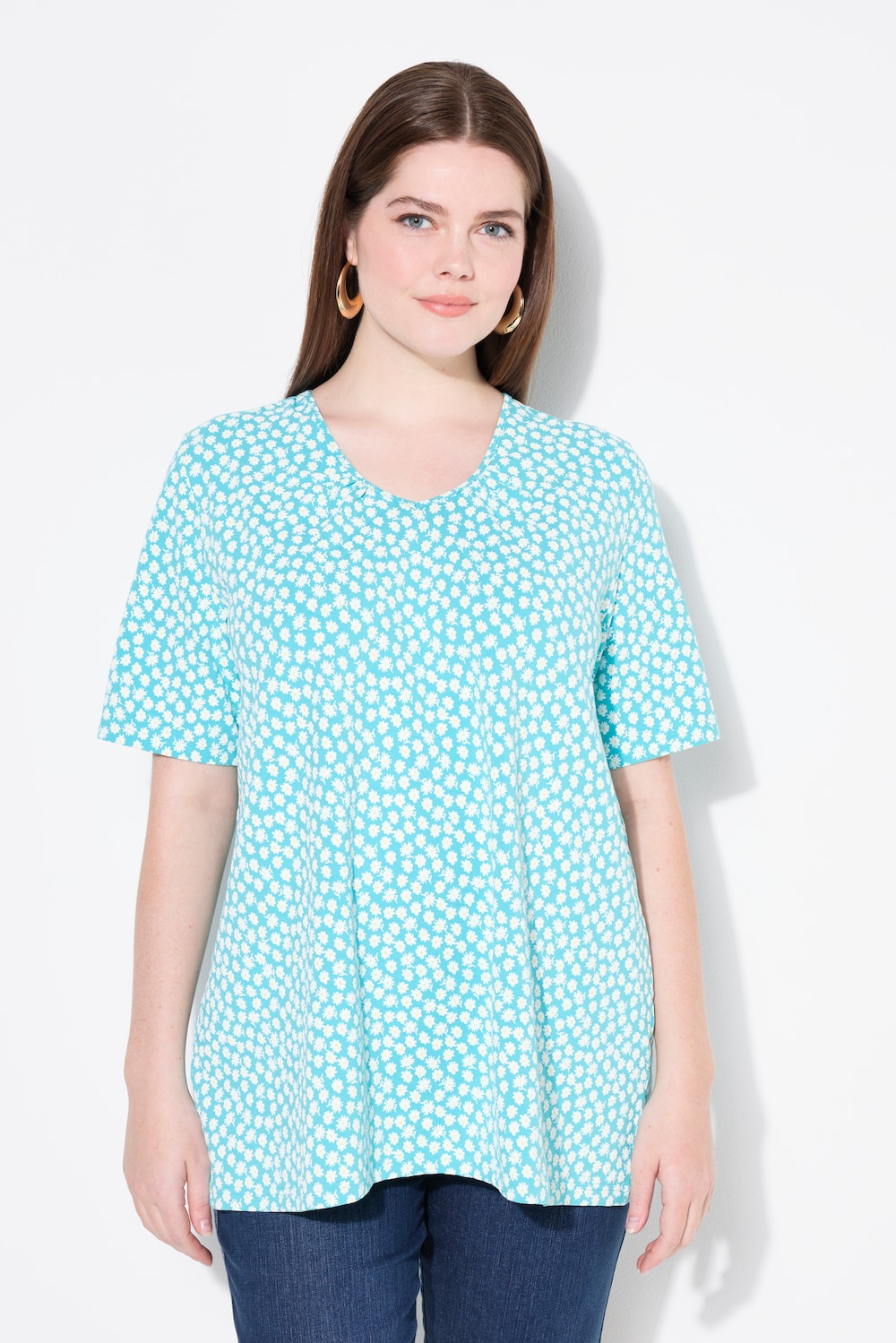 Große Größen T-Shirt, Damen, türkis, Größe: 42/44, Baumwolle, Ulla Popken