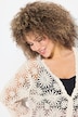 Strickjacke, Blüten, Wellenkanten, V-Ausschnitt, Langarm