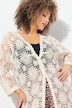 Strickjacke, Blüten, Wellenkanten, V-Ausschnitt, Langarm