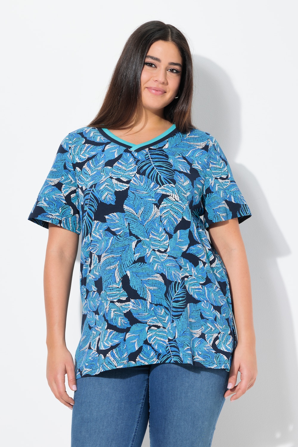 Thumbnail - Große Größen T-Shirt, Damen, blau, Größe: 62/64, Baumwolle, Ulla Popken