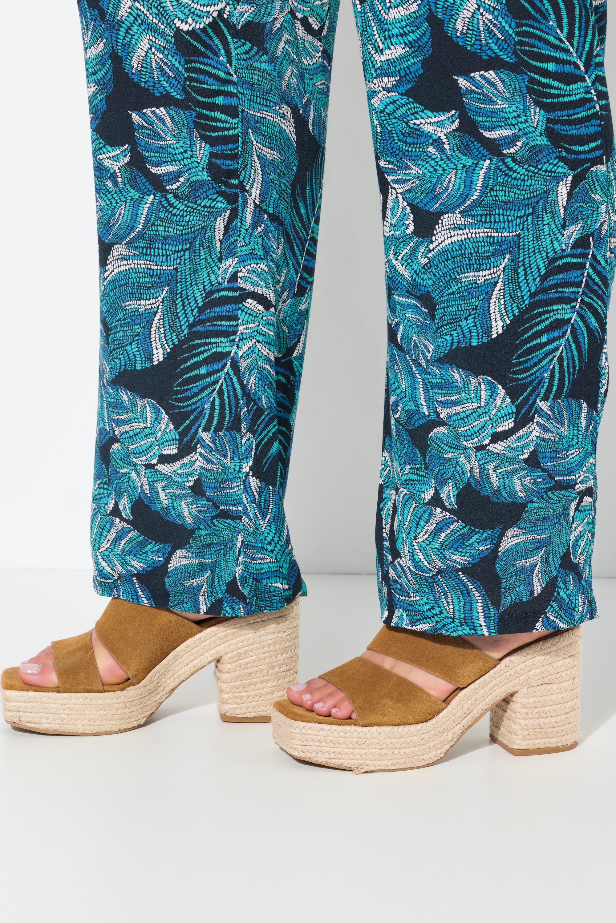 Ulla Popken Damen große Größen Hose Rose weites Bein Elastikbund Krepp 838488