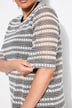 Koszula, dzianina w paski, okrągły dekolt, rękaw 1/2