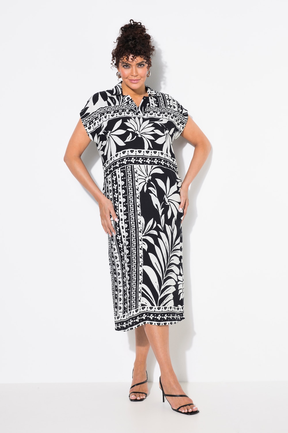 Große Größen Midikleid, Damen, schwarz, Größe: 42/44, Viskose, Ulla Popken