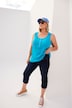 Top, jersey acanalado, cuello redondo, tapeta de botones, sin mangas