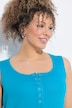 Top, jersey acanalado, cuello redondo, tapeta de botones, sin mangas