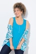 Top, jersey acanalado, cuello redondo, tapeta de botones, sin mangas