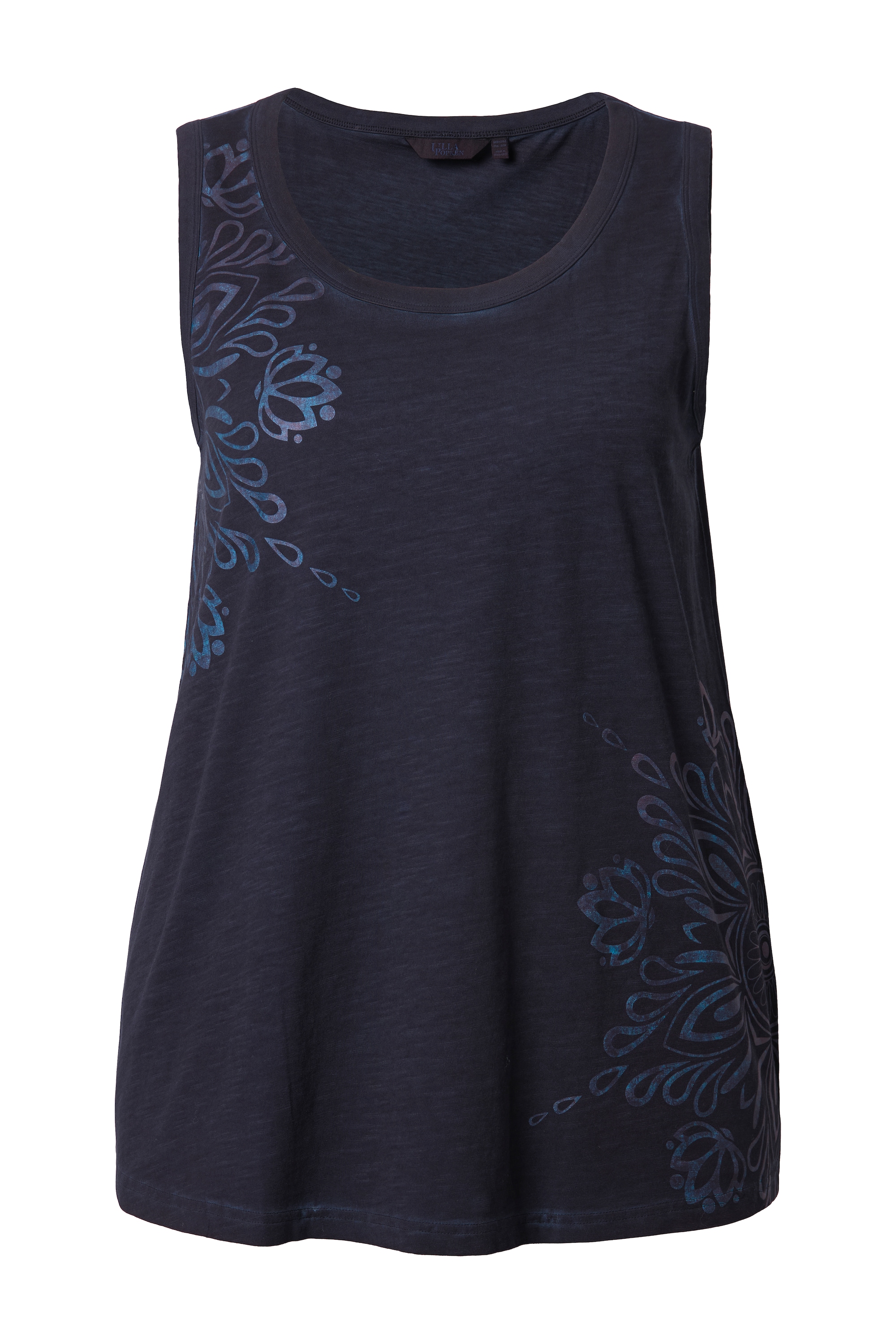 Ulla Popken Damen große Größen Top Mandalas A Linie Rundhals ärmellos 838504
