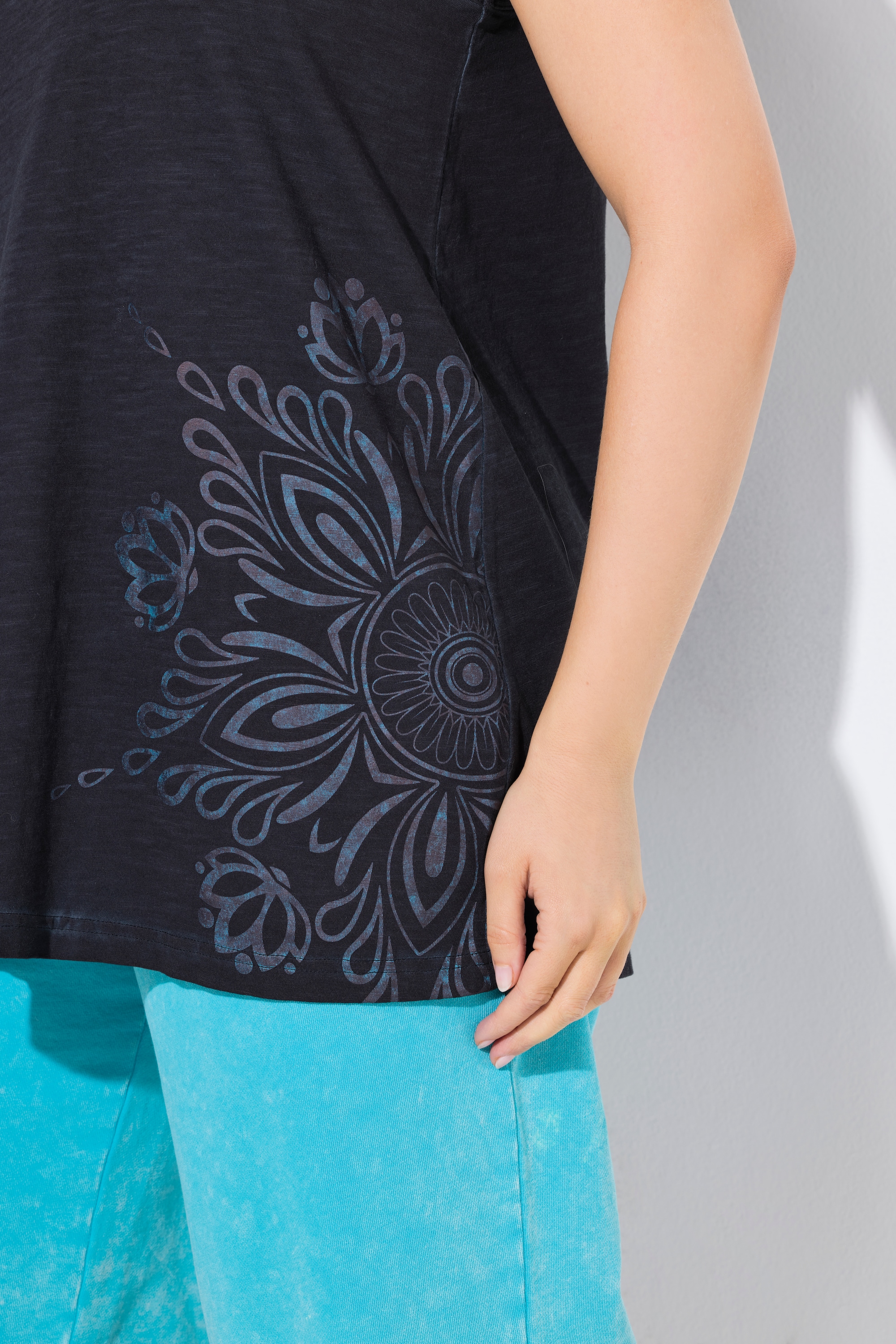 Ulla Popken Damen große Größen Top Mandalas A Linie Rundhals ärmellos 838504