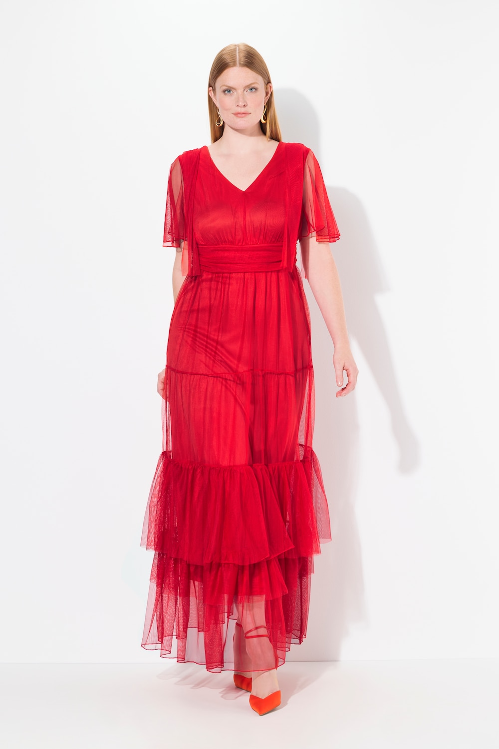 Thumbnail - Große Größen Maxikleid, Damen, rot, Größe: 58, Polyester, Ulla Popken