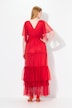Maxikleid, Mesh, Drapierung, Fledrmaus-Ärmel