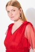 Maxikleid, Mesh, Drapierung, Fledrmaus-Ärmel