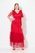 Maxikleid, Mesh, Drapierung, Fledrmaus-Ärmel