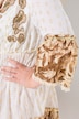 Tunika, A-form, blomsterbroderier, 3/4-lange ærmer