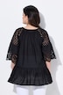Bluse, A-form, hulbroderi, 3/4-lange ærmer