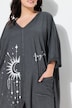 Oversized shirt, moderne print, zijsplitten