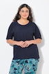 Bluse, linblanding, oversized, platekrage, halvermet