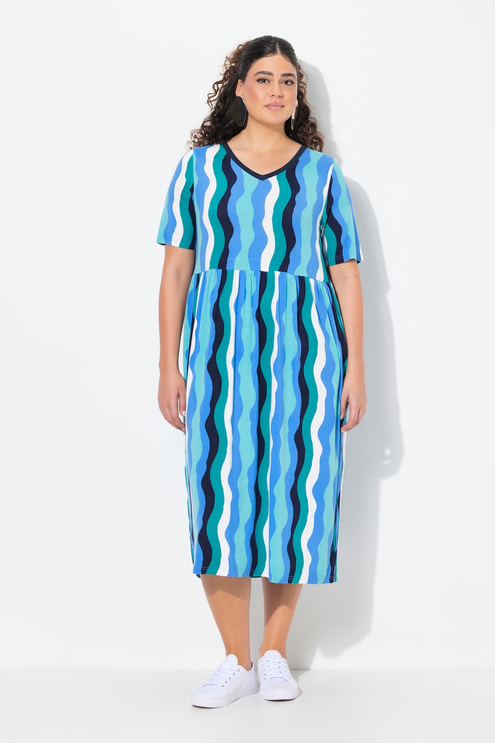 Große Größen Midikleid, Damen, türkis, Größe: 62/64, Viskose, Ulla Popken