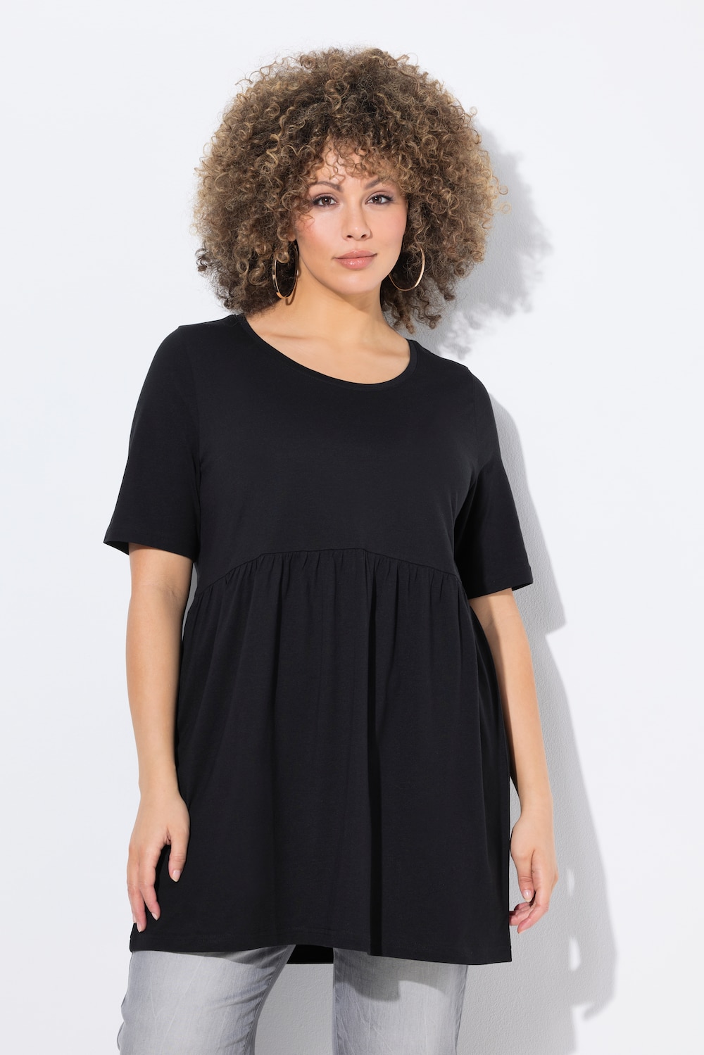 Große Größen T-Shirt, Damen, schwarz, Größe: 54/56, Baumwolle/Polyester, Ulla Popken