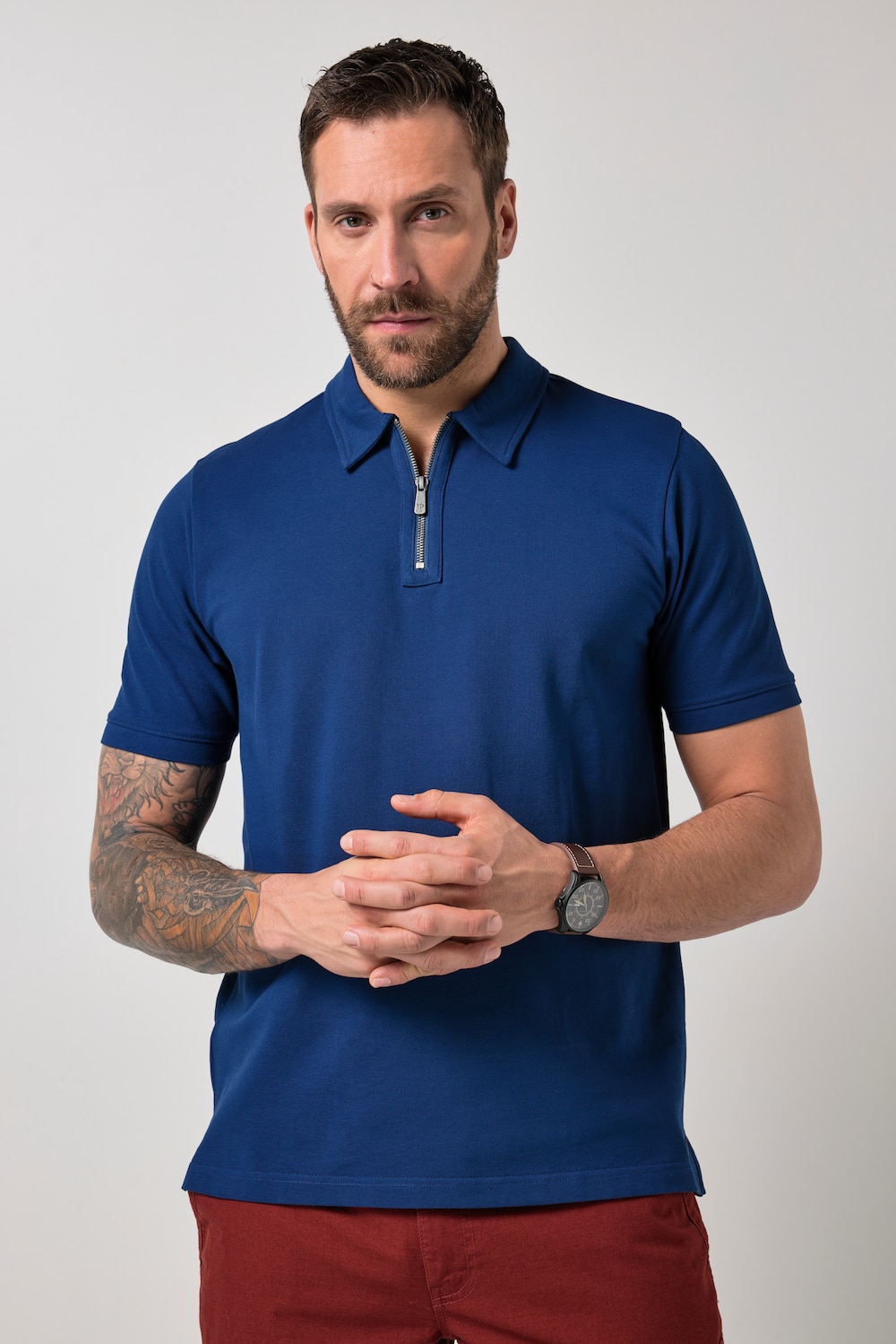 JP1880 Poloshirt, Halbarm, Piqué, Zipper, bis 8 XL
