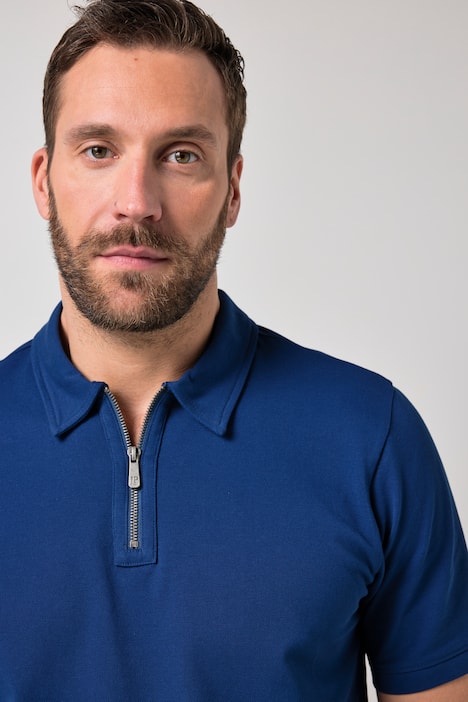Polo JP 1880 à manches courtes, tissu piqué et fermeture zippée - jusqu'au 8 XL
