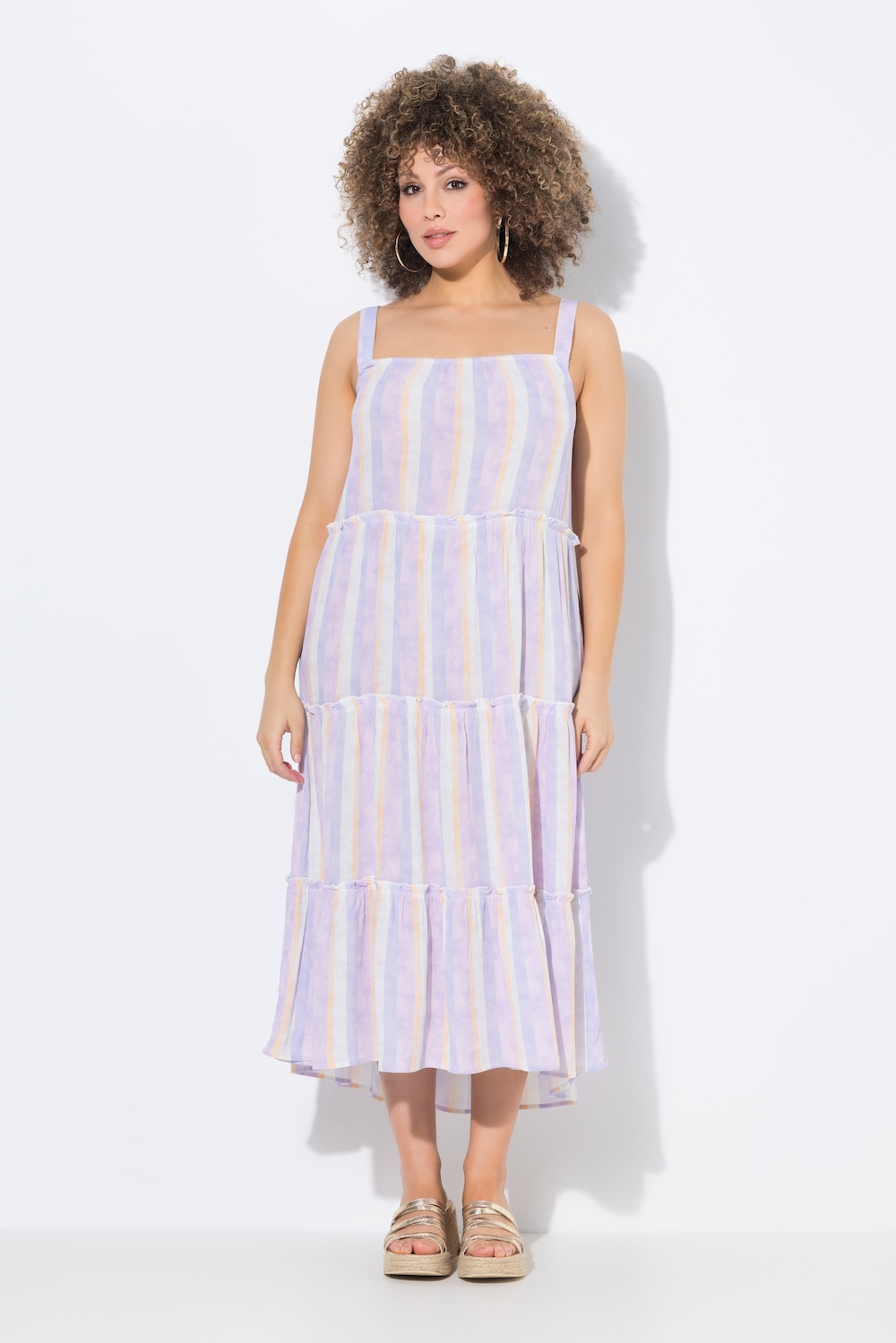 Große Größen Midi-Trägerkleid, Damen, lila, Größe: 54/56, Viskose, Ulla Popken