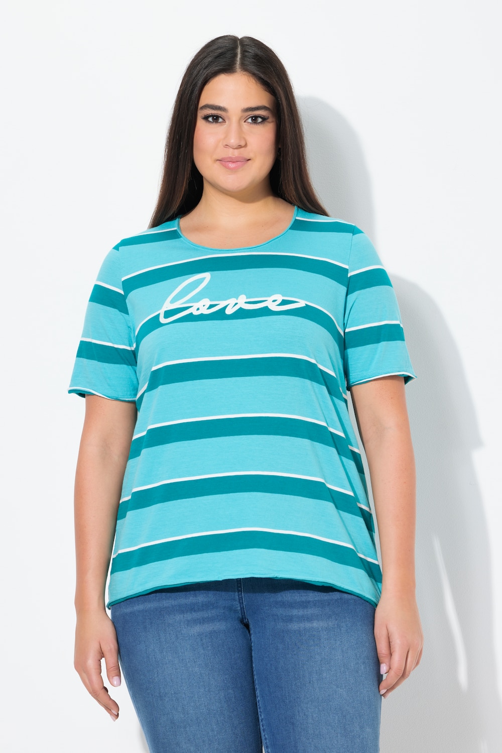 Große Größen Ringelshirt, Damen, türkis, Größe: 54/56, Baumwolle, Ulla Popken