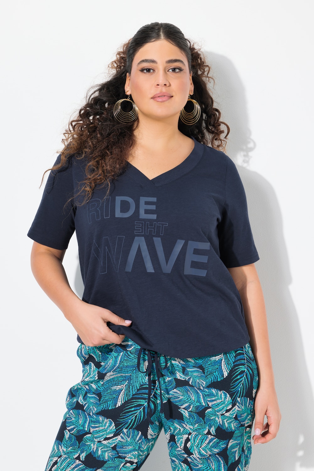 Thumbnail - Große Größen T-Shirt, Damen, blau, Größe: 46/48, Baumwolle, Ulla Popken