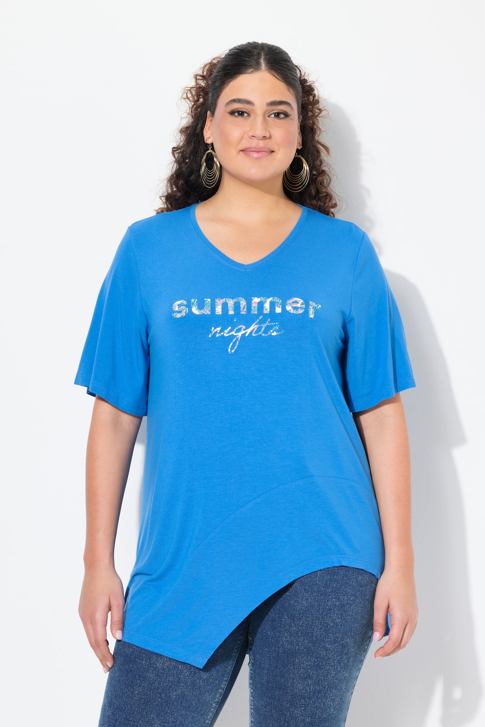 Thumbnail - Große Größen T-Shirt, Damen, blau, Größe: 62/64, Viskose, Ulla Popken