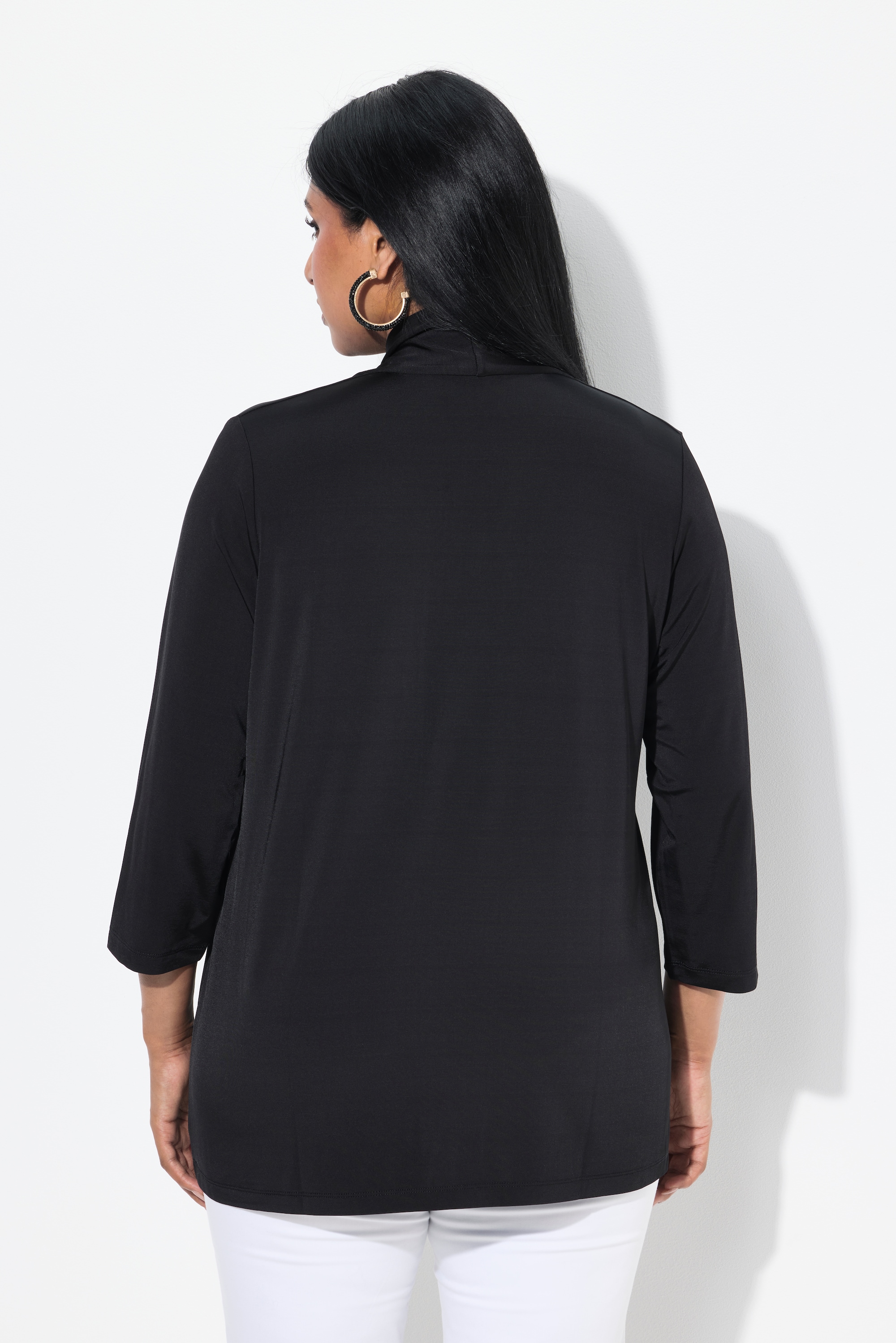 Ulla Popken Damen große Größen Slinkyshirt A Linie Kelchkragen Zierfalte