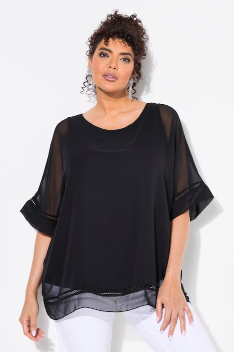 3/4 Sleeve Layered Chiffon Blouse