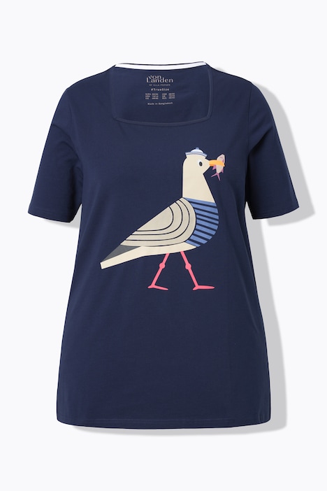 T-Shirt, Möwe, Classic, Carree-Ausschnitt, Halbarm