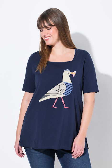 Seagull Short Sleeve Square Neck Graphic Tee