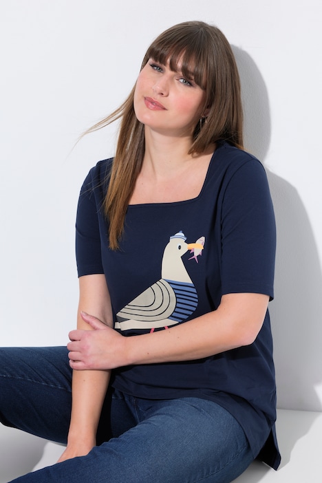 Seagull Short Sleeve Square Neck Graphic Tee