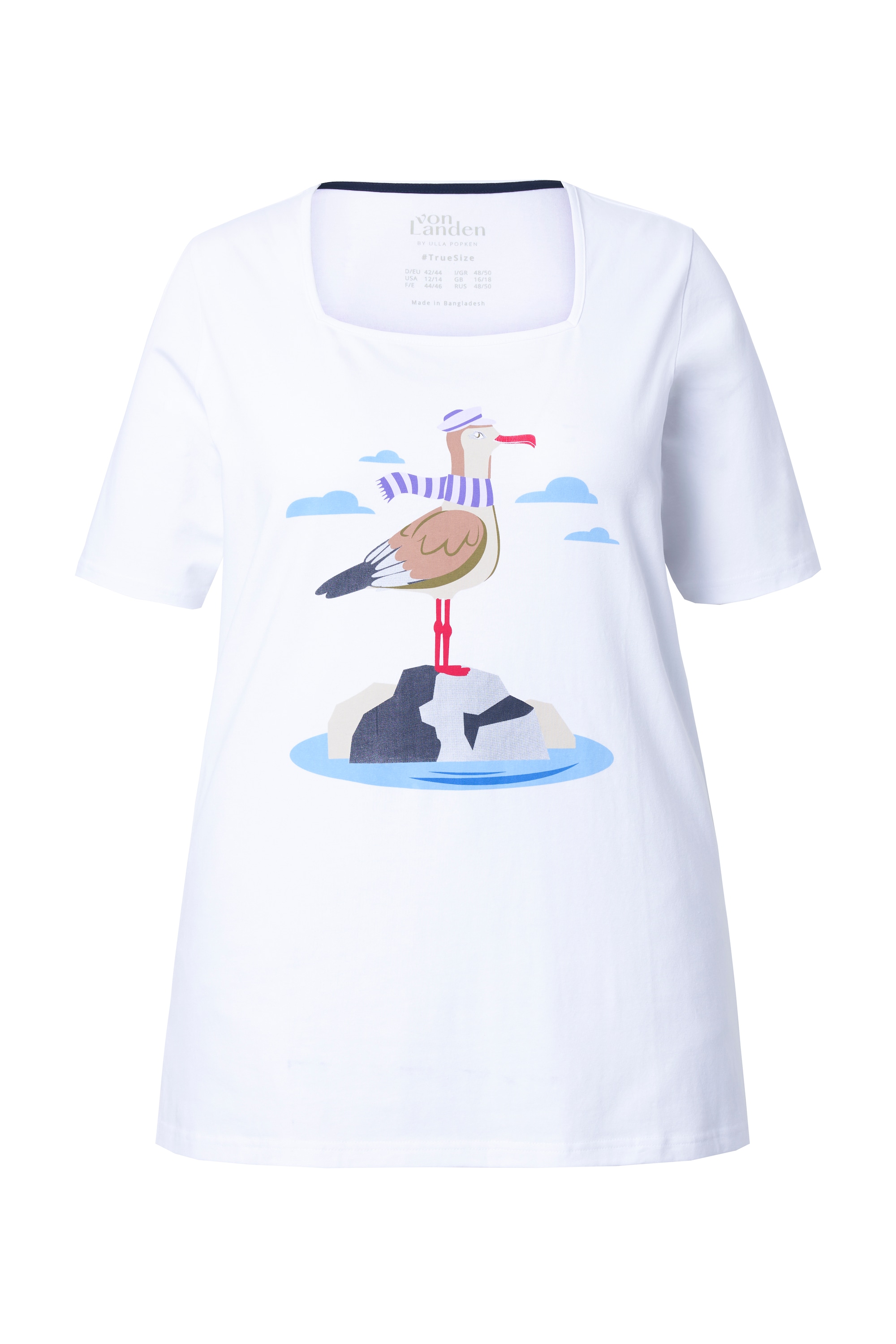 Ulla Popken Damen große Größen T Shirt Möwe Classic Carree Ausschnitt