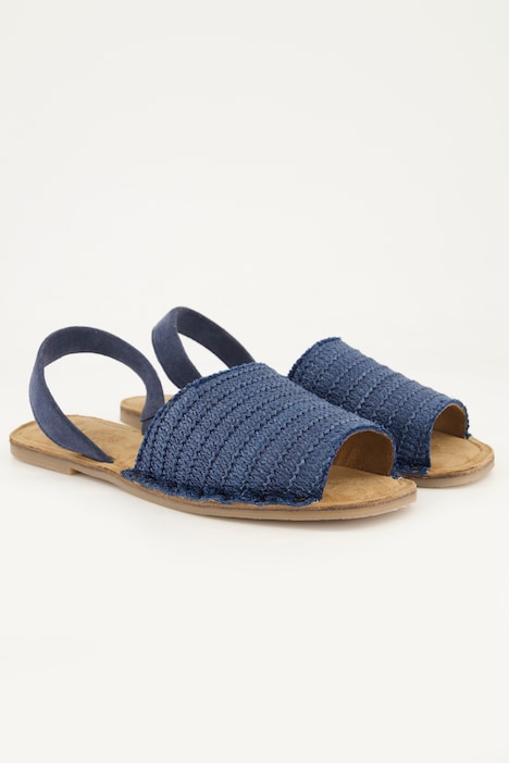 Slingback sandalen, raffia, suède, wijdte H