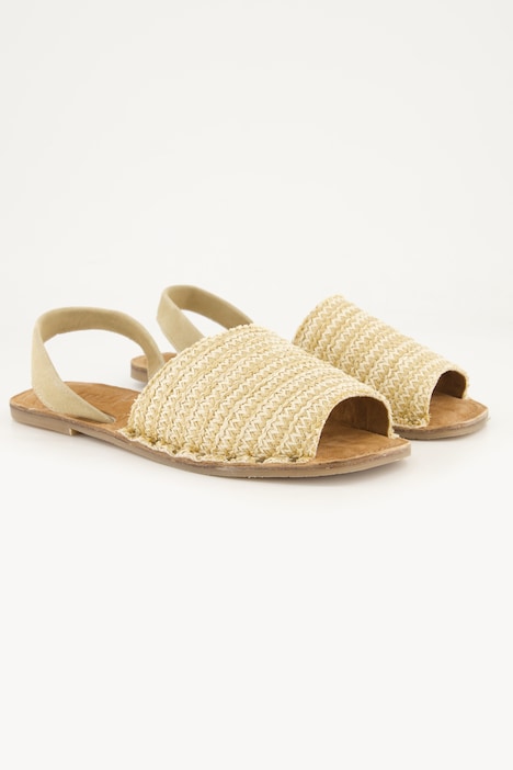 Slingback sandalen, raffia, suède, wijdte H