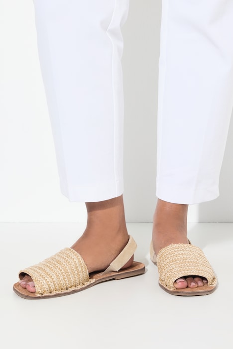 Sandalias Slingback, rafia, ante, ancho H