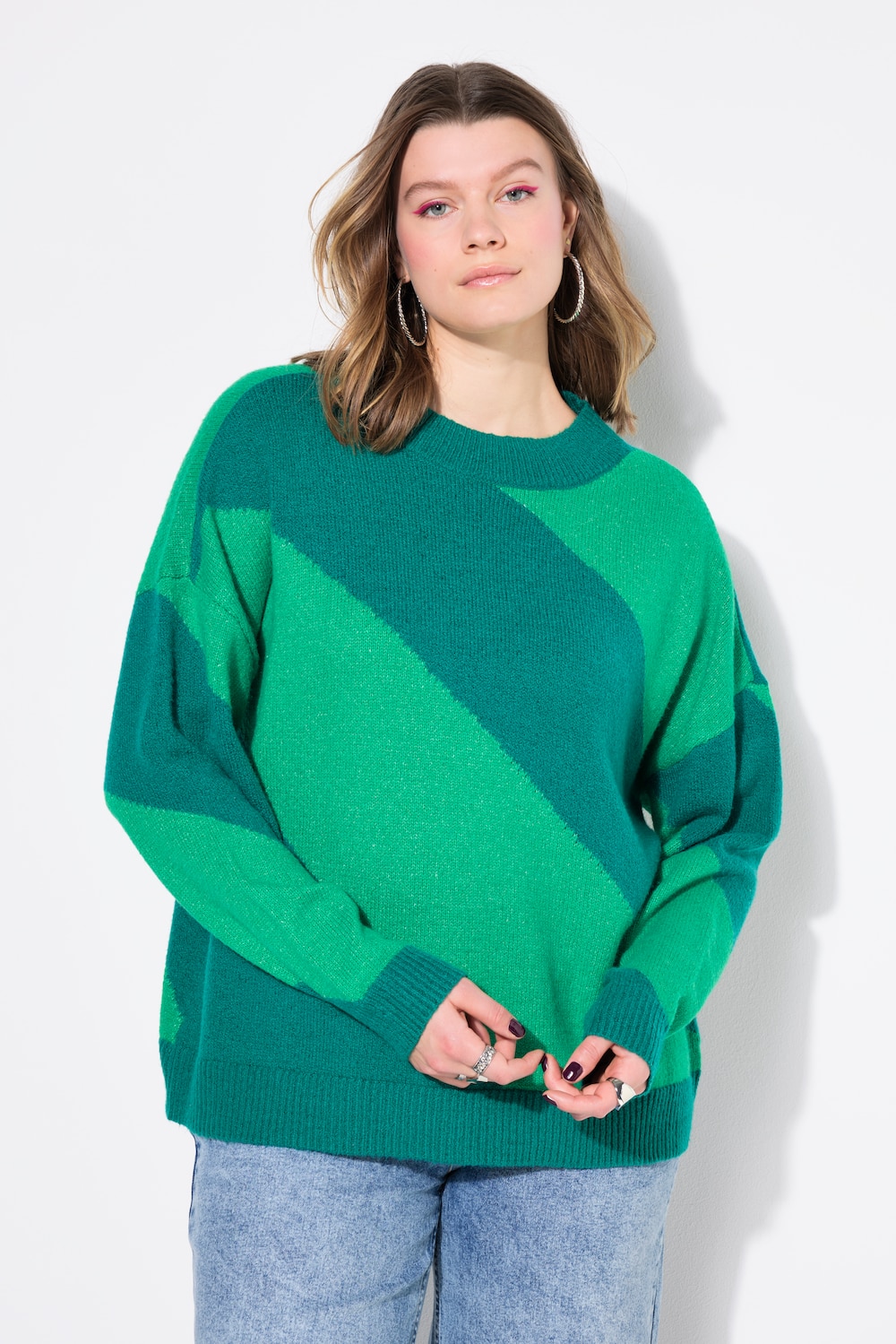 Pullover, oversized, diagonale Blockstreifen