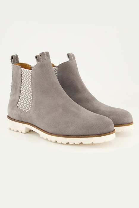 Suède Chelsea boots, patroon inzet, uitneembaar voetbed, wijdte H