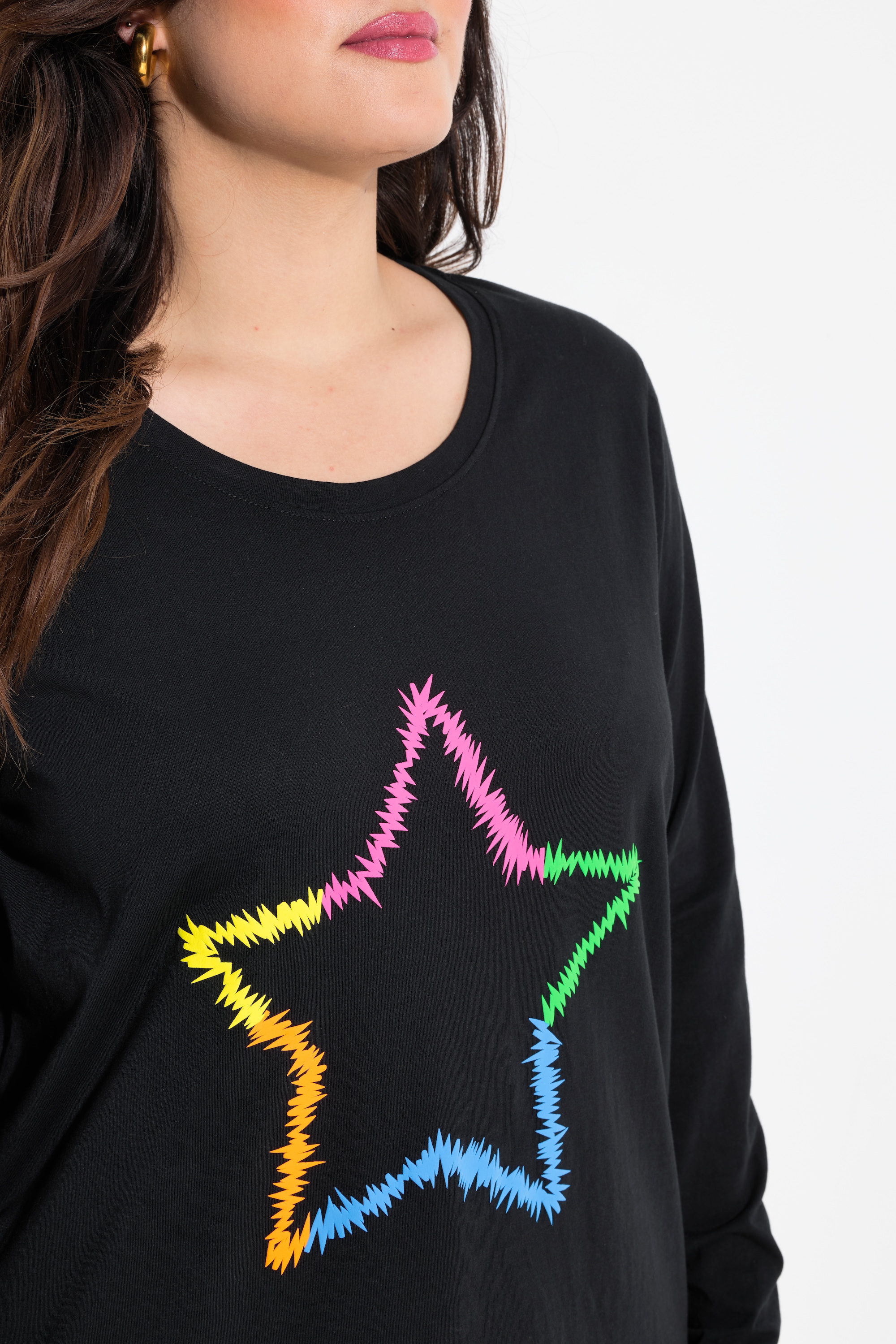 Angel of Style Damen große Größen Langarmshirt Neon Stern 838667
