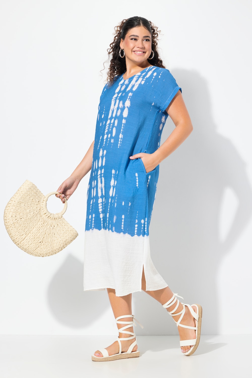 Große Größen Kaftan, Damen, blau, Größe: 46/48, Viskose/Synthetische Fasern, Ulla Popken