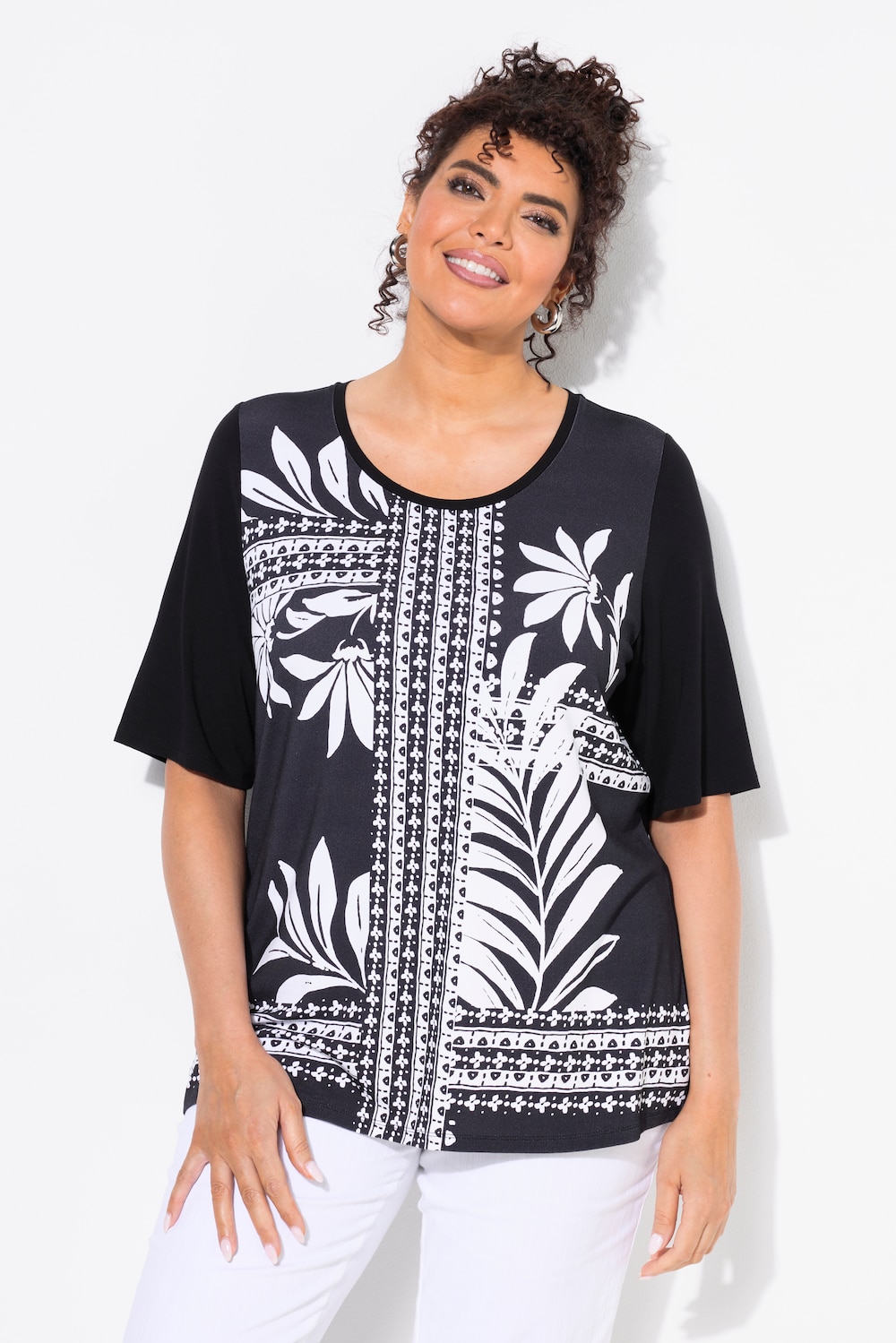 Thumbnail - Große Größen T-Shirt, Damen, schwarz, Größe: 54/56, Viskose, Ulla Popken