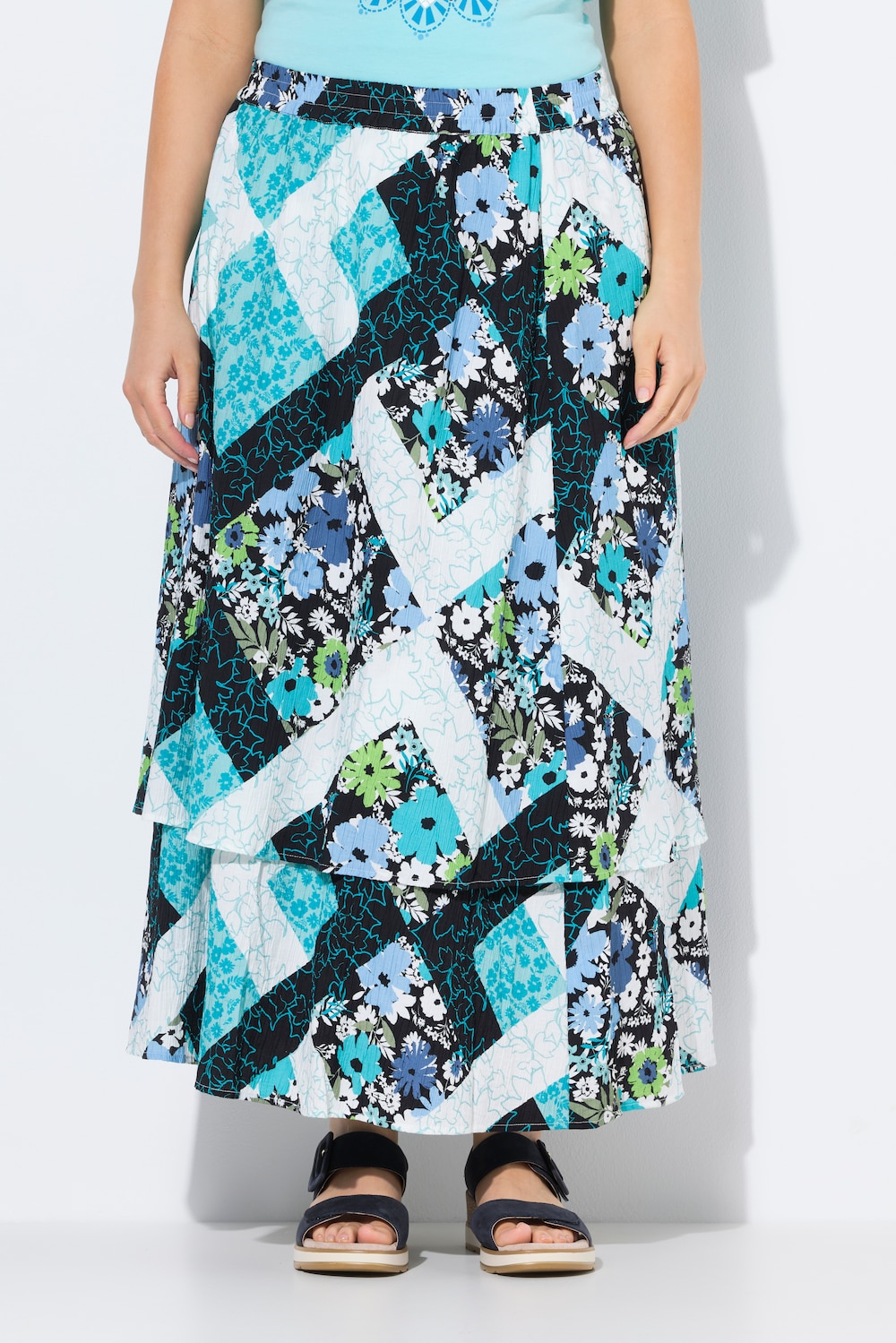 Große Größen Maxirock, Damen, türkis, Größe: 42/44, Viskose, Ulla Popken