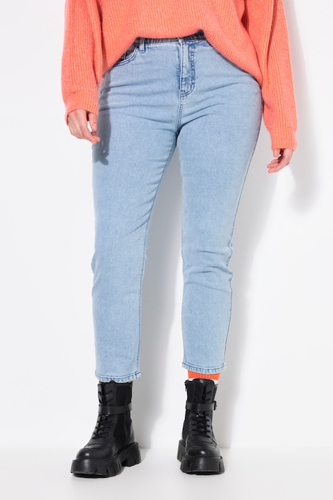 Mom jeans, wide shape, 5-pocket, lichte wassing