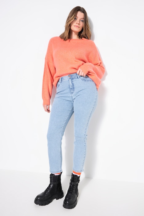 Mom jeans, wide shape, 5-pocket, lichte wassing