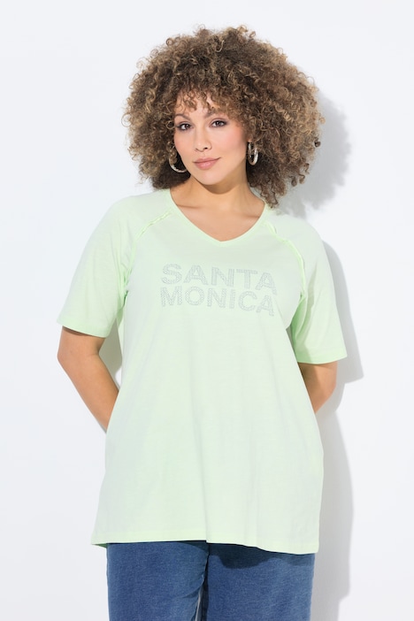 T-shirt, Santa Monica, A-lijn, V-hals, korte mouwen