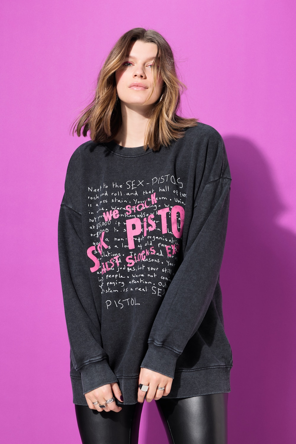 Große Größen Sweatshirt, Damen, schwarz, Größe: 50/52, Baumwolle/Polyester, Studio Untold